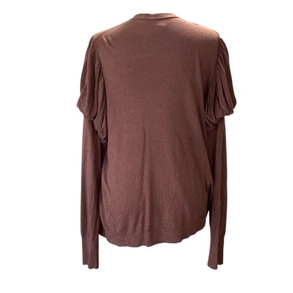 Hinge Puff Sleeve Cardigan Sweater Women’s XXL Nutmeg Brown - Picture 3 of 8